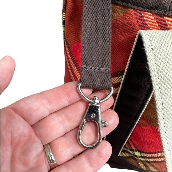 Lands End Tote Bag Red Brown Retired‎ Pattern Very Good Condition Pockets - Picture 5 of 13